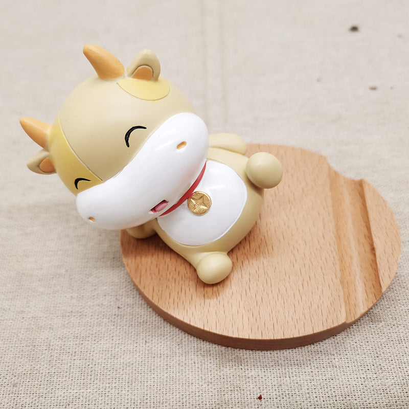 Creative Mobile Phone Toma Back With Coin Beech Wood Lazy Phone Holder Custom Lettering