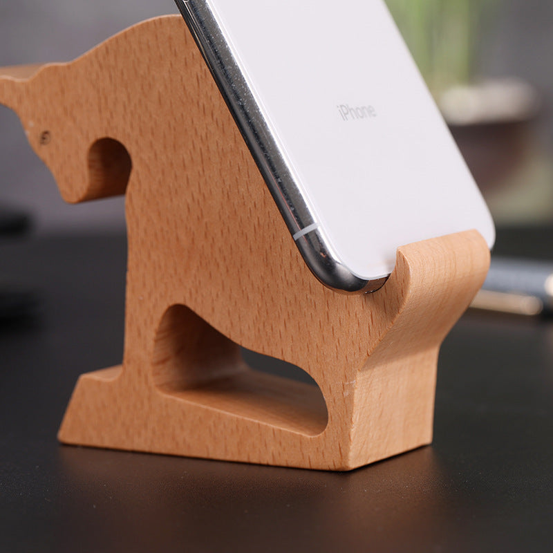 Creative Mobile Phone Toma Back With Coin Beech Wood Lazy Phone Holder Custom Lettering