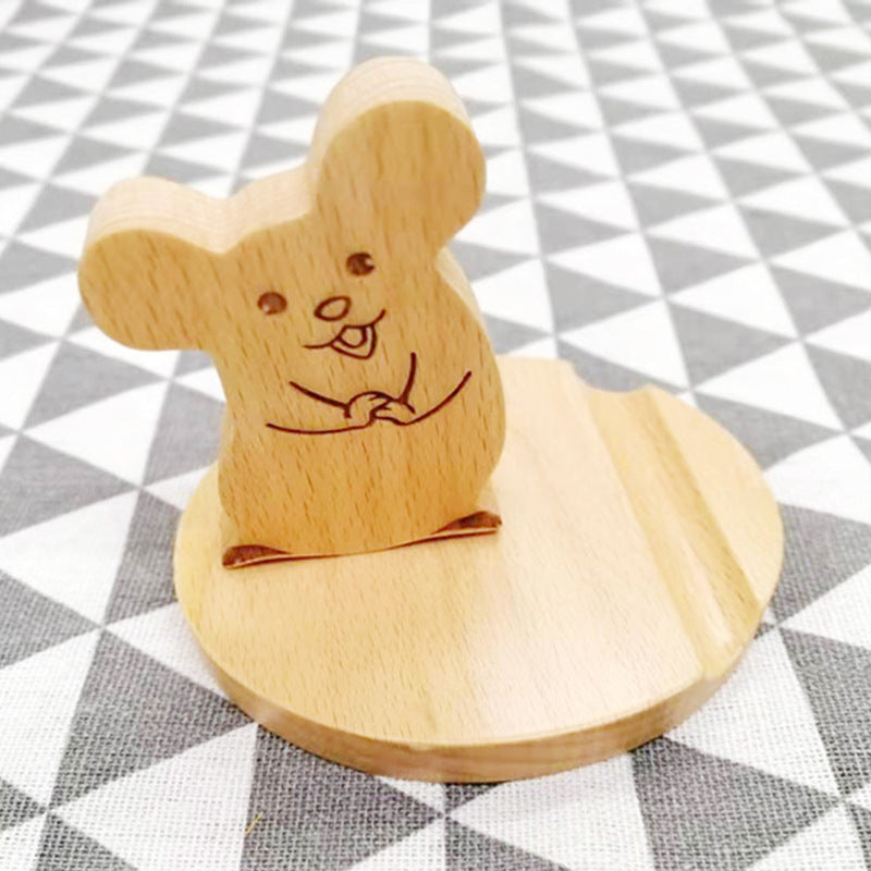 Creative Mobile Phone Toma Back With Coin Beech Wood Lazy Phone Holder Custom Lettering