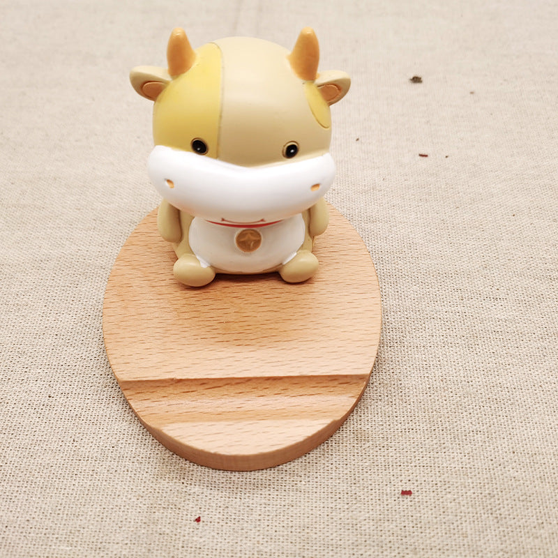 Creative Mobile Phone Toma Back With Coin Beech Wood Lazy Phone Holder Custom Lettering