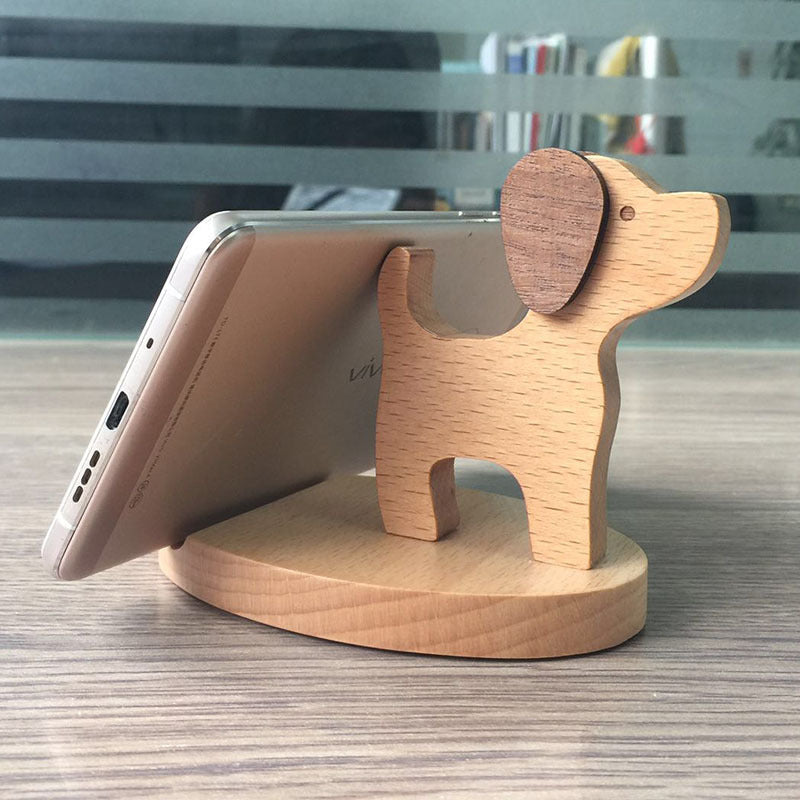 Creative Mobile Phone Toma Back With Coin Beech Wood Lazy Phone Holder Custom Lettering