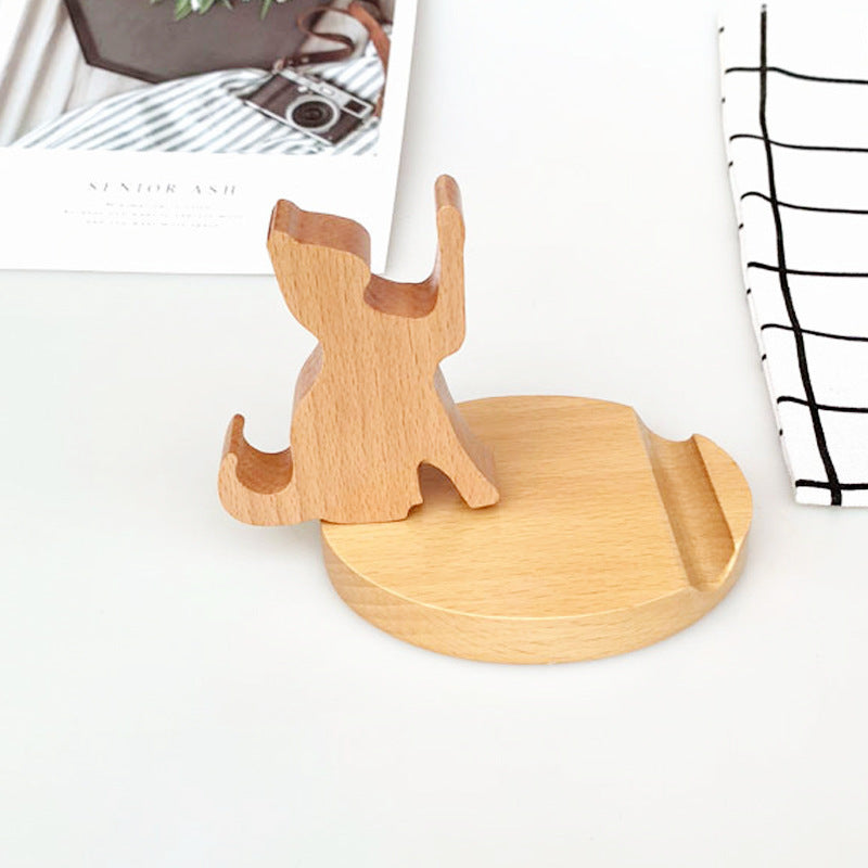 Creative Mobile Phone Toma Back With Coin Beech Wood Lazy Phone Holder Custom Lettering