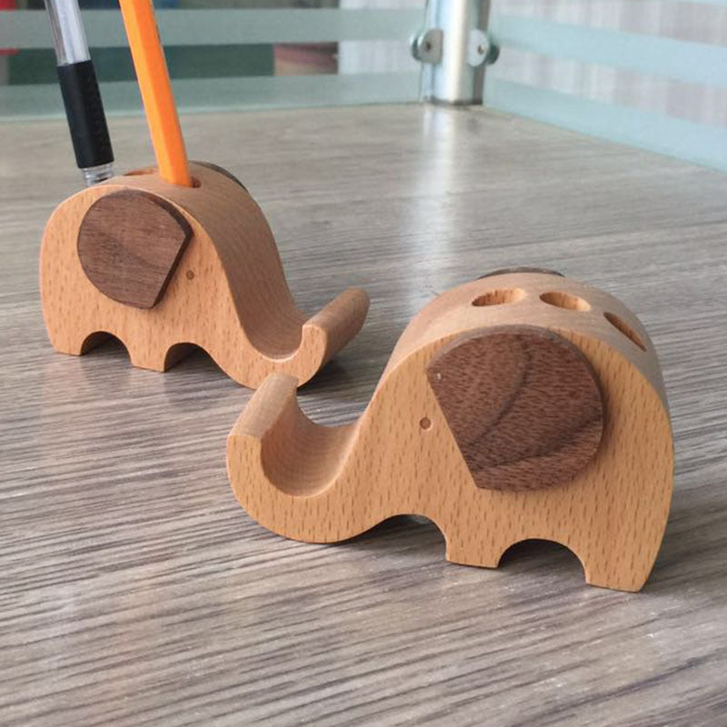Creative Mobile Phone Toma Back With Coin Beech Wood Lazy Phone Holder Custom Lettering