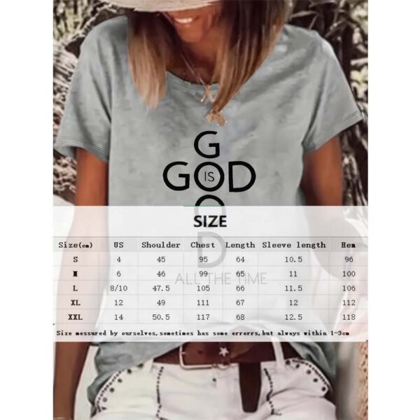 Women's Letter Print Short Sleeve T-Shirt - Casual Round Neck Summer Tee - Image 3