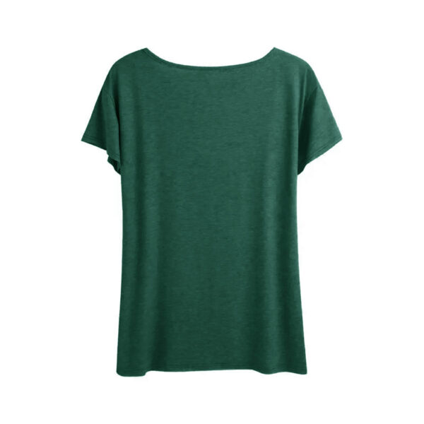 Women's Tri-Color Clover Print T-Shirt - Casual Short Sleeve Crew Neck Tee, Soft Summer Top - Image 2