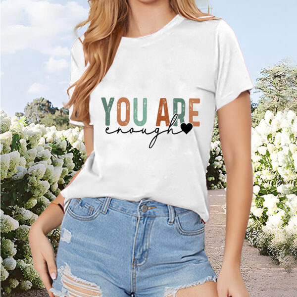 Women's Summer Casual Short Sleeve 'YOU ARE' Letter Print Round Neck T-Shirt