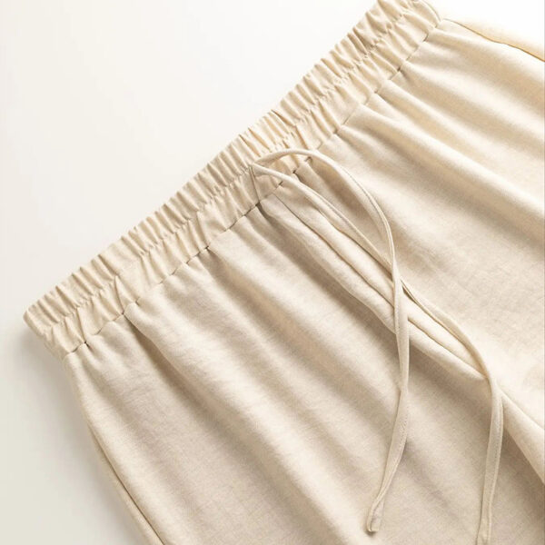 Women's Solid Color Lapel Long Sleeve Pants Set - Button-Up Casual Two-Piece Outfit With Drawstring Waist, Spring&Fall Lounge Wear - Image 7