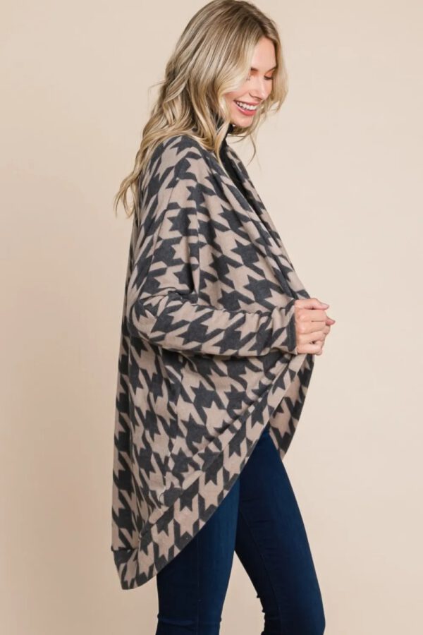 BOMBOM Houndstooth Open Front  Knit Cardigan - Image 4