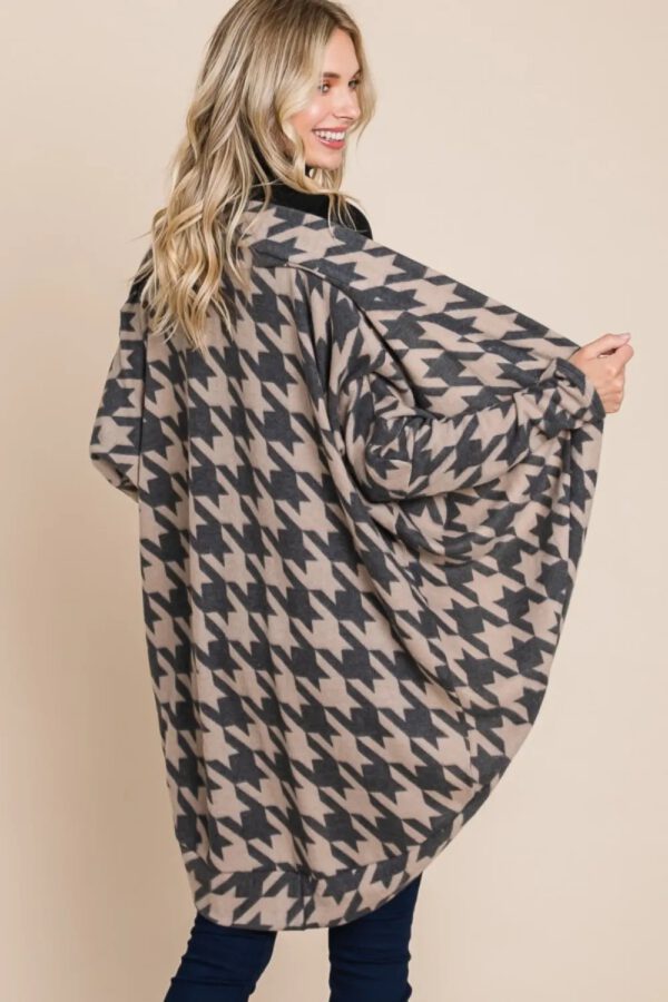 BOMBOM Houndstooth Open Front  Knit Cardigan - Image 3