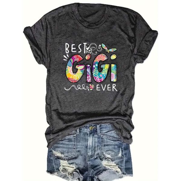 Women's Colorful Letter Print Short Sleeve T-Shirt - Casual Round Neck Summer Tee - Image 3