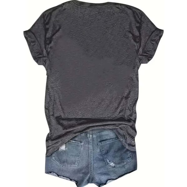 Women's Colorful Letter Print Short Sleeve T-Shirt - Casual Round Neck Summer Tee - Image 2
