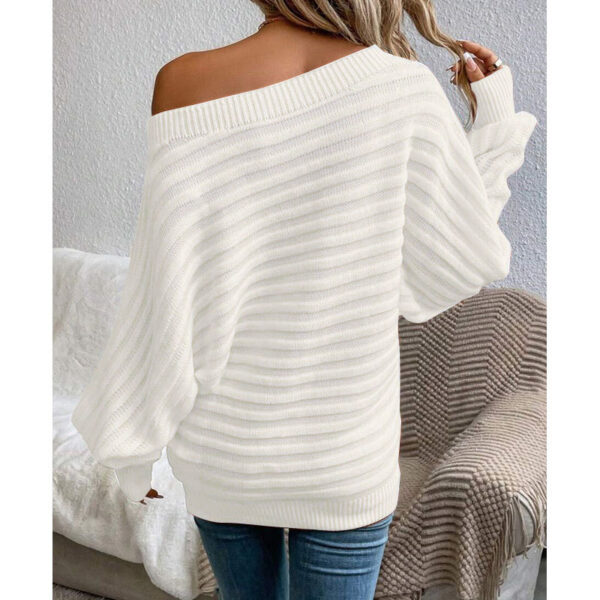Women's Off Shoulder Sweater Batwing Sleeve Pullover Top Fall Casual Loose Knit Long Sleeve - Image 7