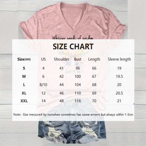 Women's V-Neck Short Sleeve T-Shirt - Colorful Butterfly Print, Casual Summer Top - Image 3