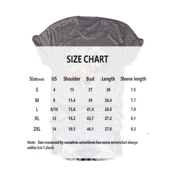 Women's Floral Print Round Neck Tee - Basic Summer Casual T-Shirt - Image 2