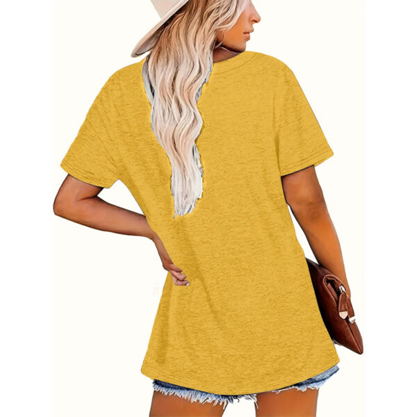 Women's Yellow Round Neck Short Sleeve T-Shirt - Casual Summer Top With English Print - Image 4