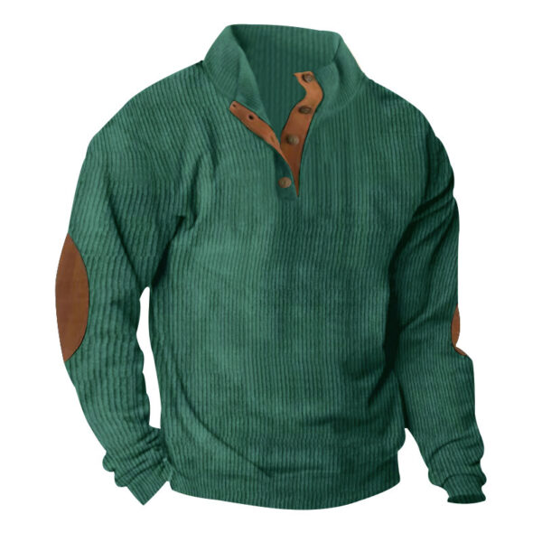 Corduroy Casual Stand Collar Long-sleeved Sweater - Image 6