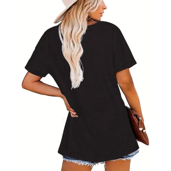 Women's Plaid Mama Letter Print T-Shirt, Casual Crew Neck Short Sleeve Top For Spring & Summer - Image 3