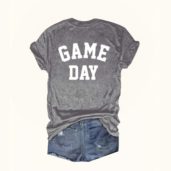 Women's Short Sleeve Round Neck T-shirt 'FOOTBALL GAME DAY' Printed Casual Summer Tee - Image 3
