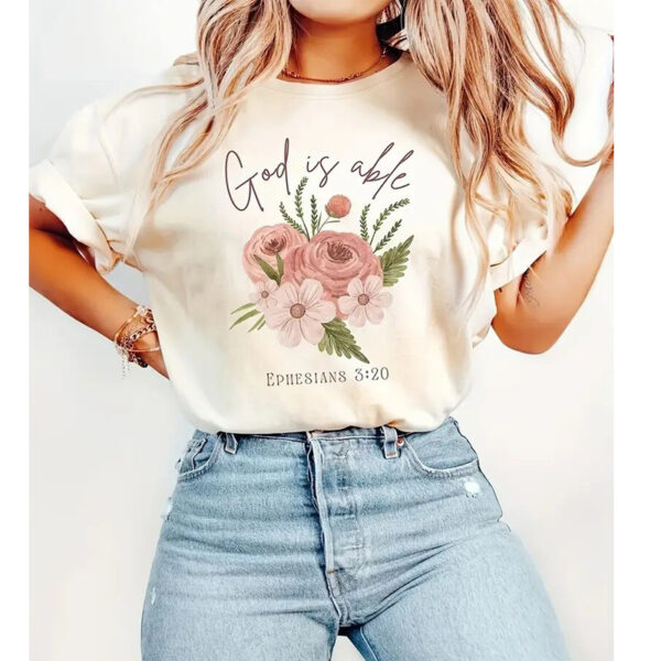 Women's Floral & Letter Print Round Neck Tee - Stylish Summer Short Sleeve Blouse - Image 2