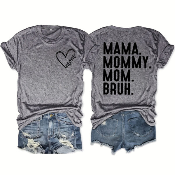 Women's Heart & Letter Print Crew Neck T-Shirt, Casual Short Sleeve Top For Spring & Summer