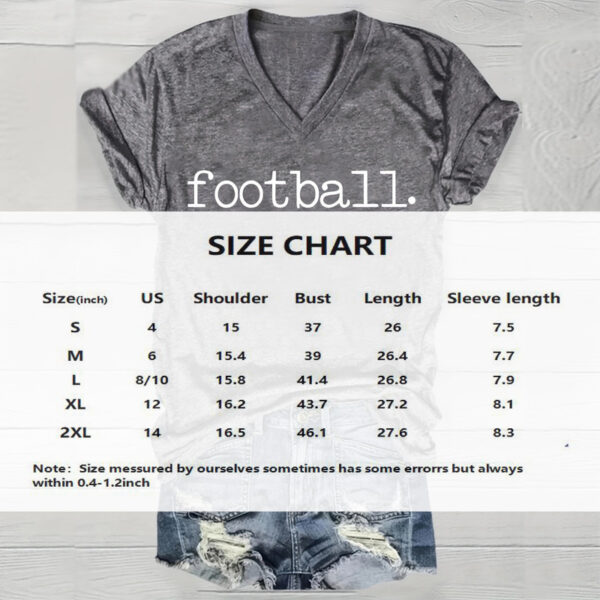 Women's Short Sleeve Round Neck T-shirt 'FOOTBALL GAME DAY' Printed Casual Summer Tee - Image 4
