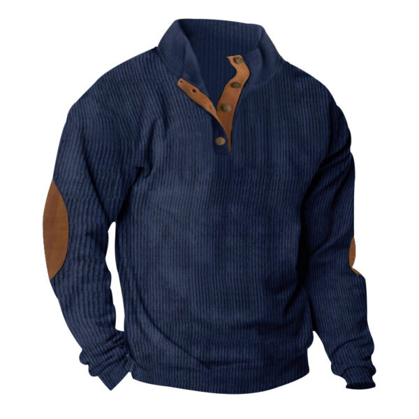 Corduroy Casual Stand Collar Long-sleeved Sweater - Image 5
