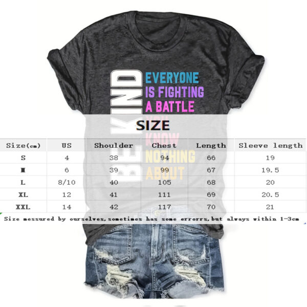 Women's Round Neck Short Sleeve T-Shirt With Slogan Print, Casual Summer Top - Image 2