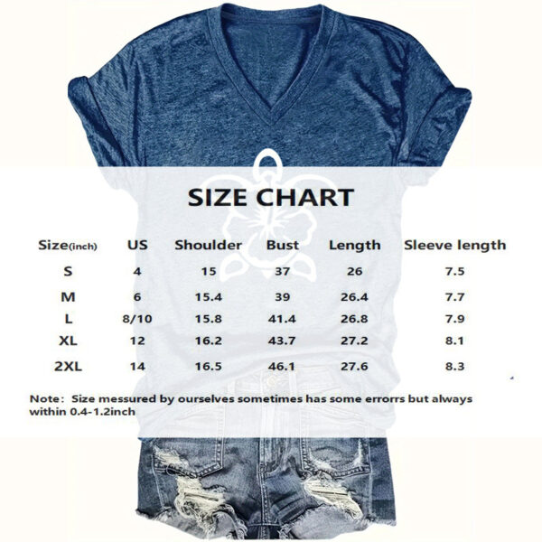 Women's V-Neck Short Sleeve T-Shirt - Cute Turtle Graphic Casual Summer Top - Image 4