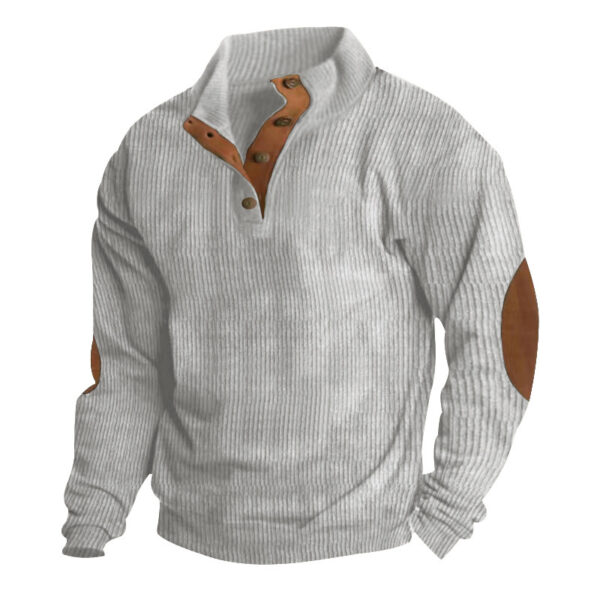 Corduroy Casual Stand Collar Long-sleeved Sweater - Image 4