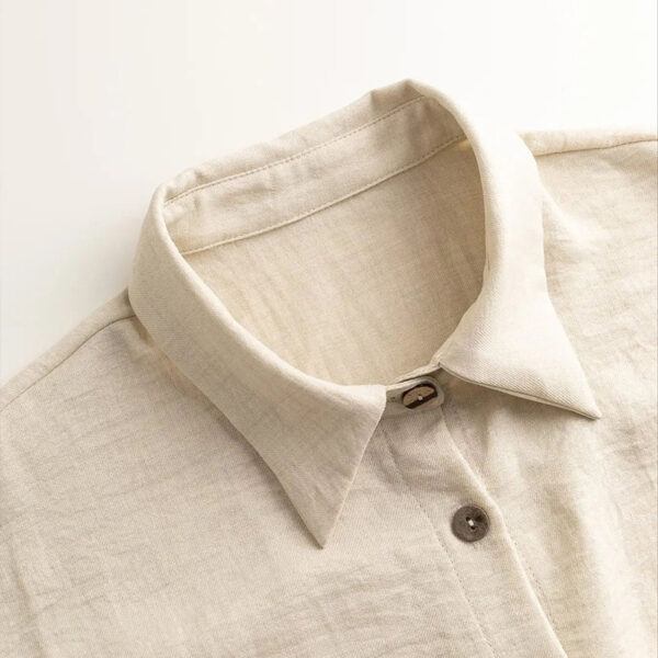 Women's Solid Color Lapel Long Sleeve Pants Set - Button-Up Casual Two-Piece Outfit With Drawstring Waist, Spring&Fall Lounge Wear - Image 4