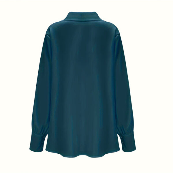 Women's Solid Color Long Sleeve Cowl Neck Blouse With Draped Detail - Elegant Office Formal Shirt For Spring&Fall - Image 6