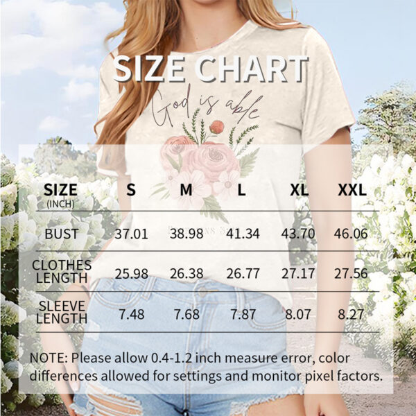 Women's Floral & Letter Print Round Neck Tee - Stylish Summer Short Sleeve Blouse - Image 3