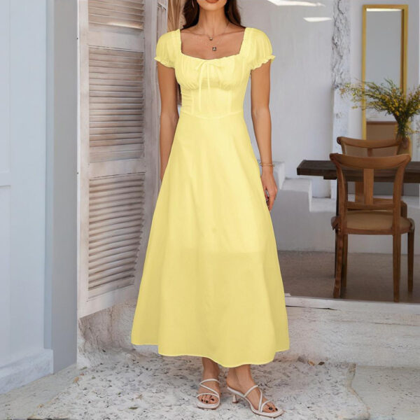 Women's Bohemian Backless Maxi Dress Flowy Ruffled Beach Dress With Adjustable Belt Summer Vacation Boho Dress For Casual Outings - Image 5