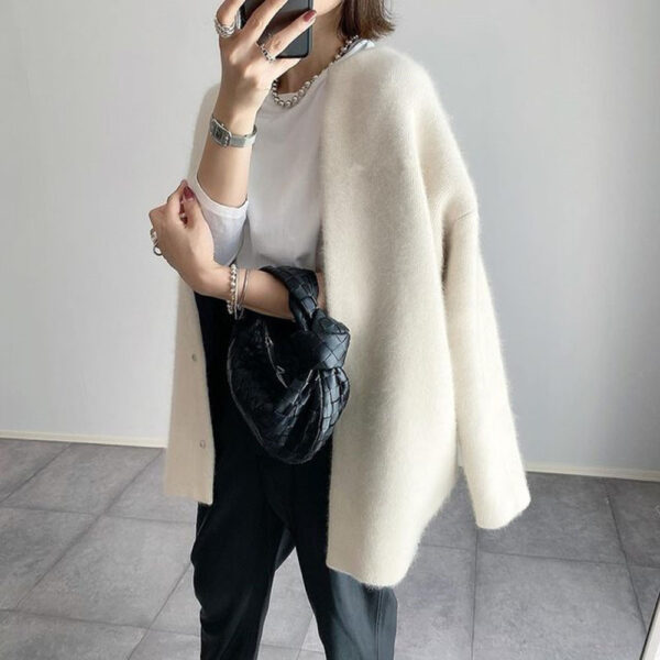 Ins Single Breasted Cardigans Fashion Solid Color Knitted Jacket Women's Autumn Spring Clothing - Image 8