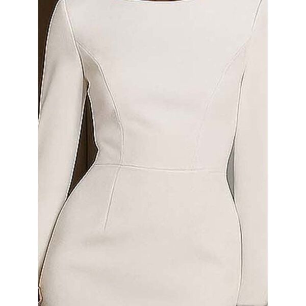 Women's Elegant Pearl Accent Bodycon Midi Dress With Sleeve Split & Back Zipper, Formal Cocktail Party Club Dress - Image 9