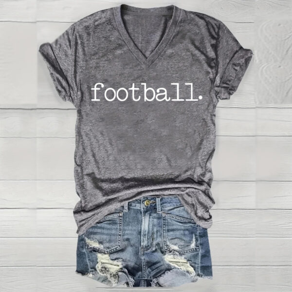 Women's Short Sleeve Round Neck T-shirt 'FOOTBALL GAME DAY' Printed Casual Summer Tee - Image 2