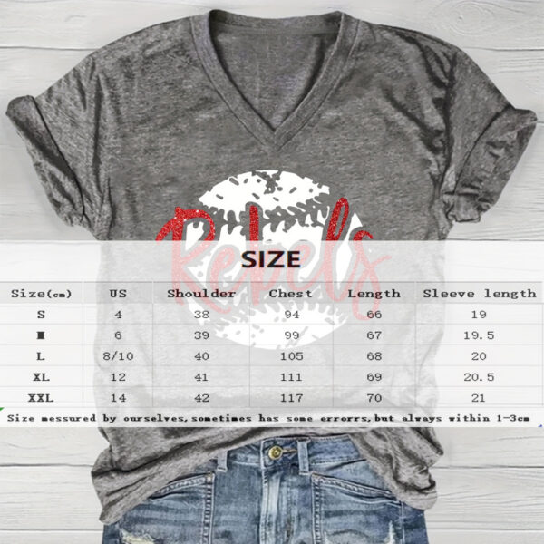 Women's V-Neck Baseball & 'REBEL' Print Tee - Edgy Summer Top - Image 2