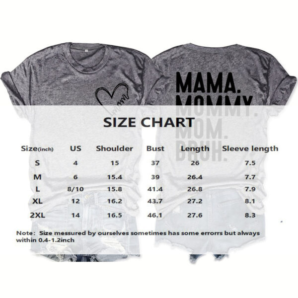 Women's Heart & Letter Print Crew Neck T-Shirt, Casual Short Sleeve Top For Spring & Summer - Image 4