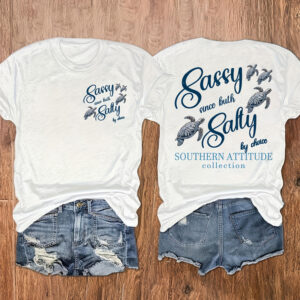 Women's Round Neck Turtle & Slogan Graphic Tee - Playful Summer Essential