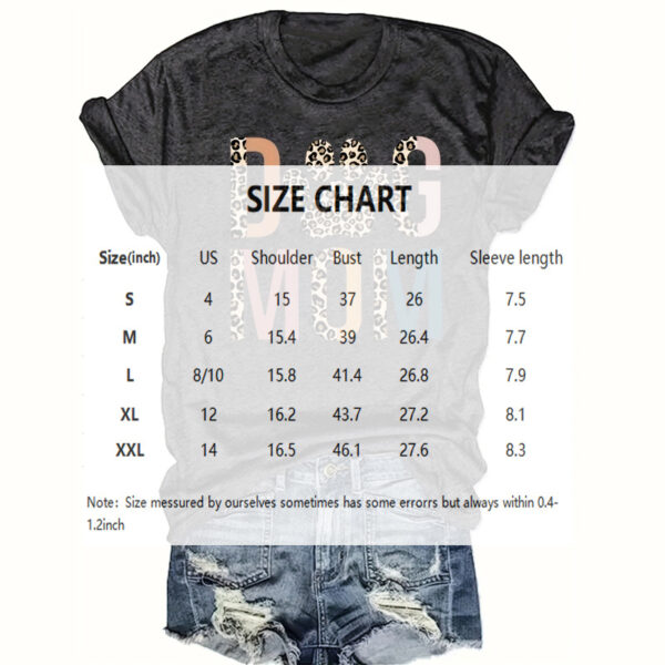 Women's 'DOG MOM' Leopard Print T-Shirt - Comfortable Crewneck Tee For Dog Lovers - Image 4
