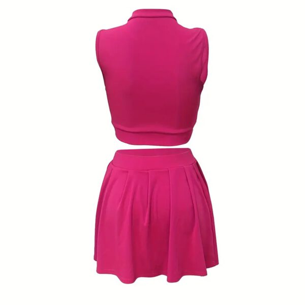 Women's 2 Piece Outfits Skirt Sets Summer Sleeveless Crop Top Pleated Short Mini Skirt - Image 6