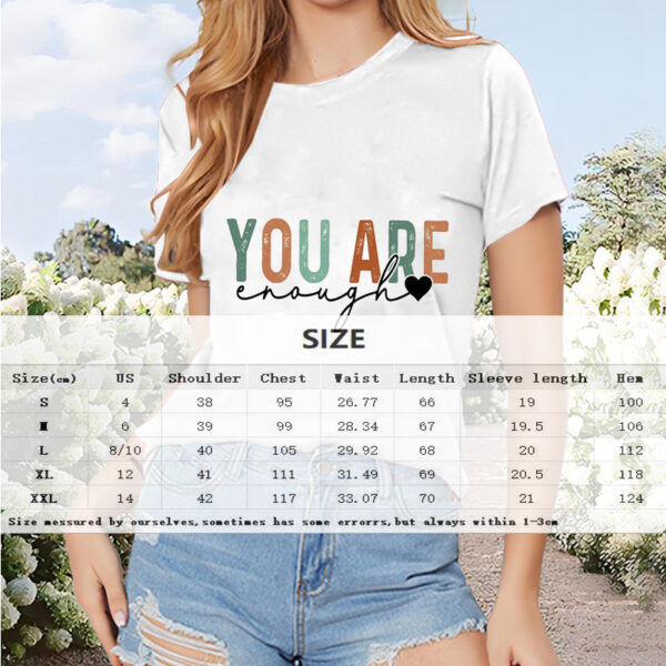 Women's Summer Casual Short Sleeve 'YOU ARE' Letter Print Round Neck T-Shirt - Image 3