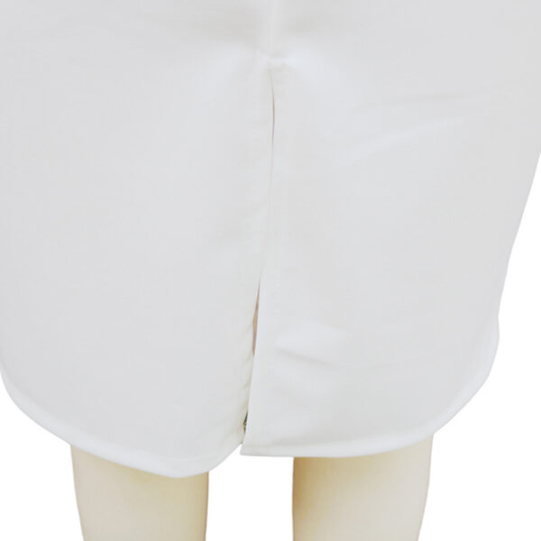 Women's Solid Color Blazer V-Neck Dress With Belt & Hem Slit - Slim Fit Formal Midi Dress For Spring&Fall - Image 3