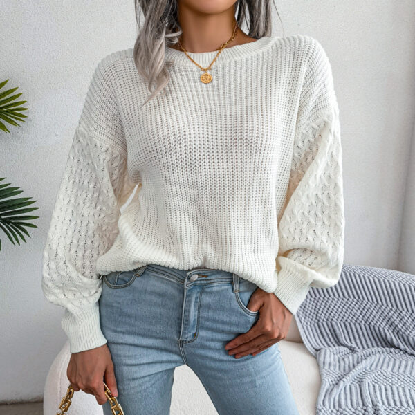 Autumn And Winter Casual Lantern Long Sleeve Knitted Sweater Women's Clothing - Image 3