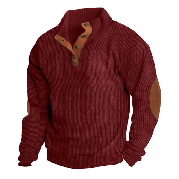 Corduroy Casual Stand Collar Long-sleeved Sweater - Image 2