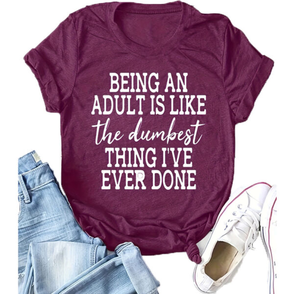 Women's Self-Reflection Quote Round Neck Tee - Summer Casual Comfort T-Shirt