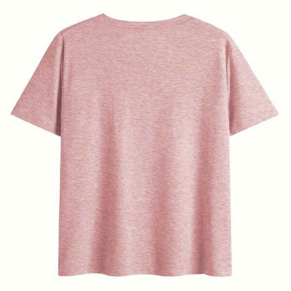 Women's V-Neck Short Sleeve Tee - Comfortable Casual T-Shirt With Text Print For Summer - Image 2