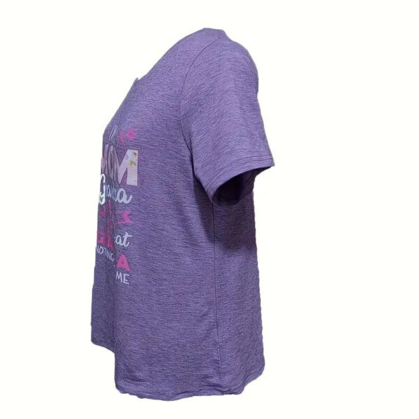 Women's Letter Print Round Neck Short Sleeve T-Shirt, Casual Summer Top - Image 3