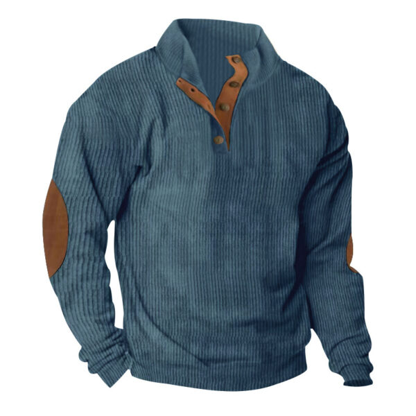 Corduroy Casual Stand Collar Long-sleeved Sweater - Image 10