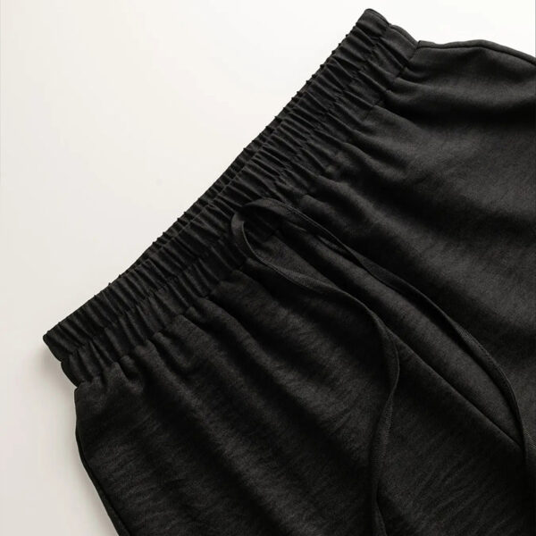 Women's Solid Color Lapel Long Sleeve Pants Set - Button-Up Casual Two-Piece Outfit With Drawstring Waist, Spring&Fall Lounge Wear - Image 6